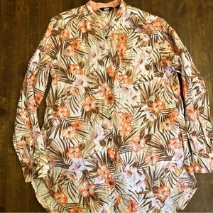 Lands End Women’s 100% Linen Button Front Shirt Tunic Beach Resort Vacation M